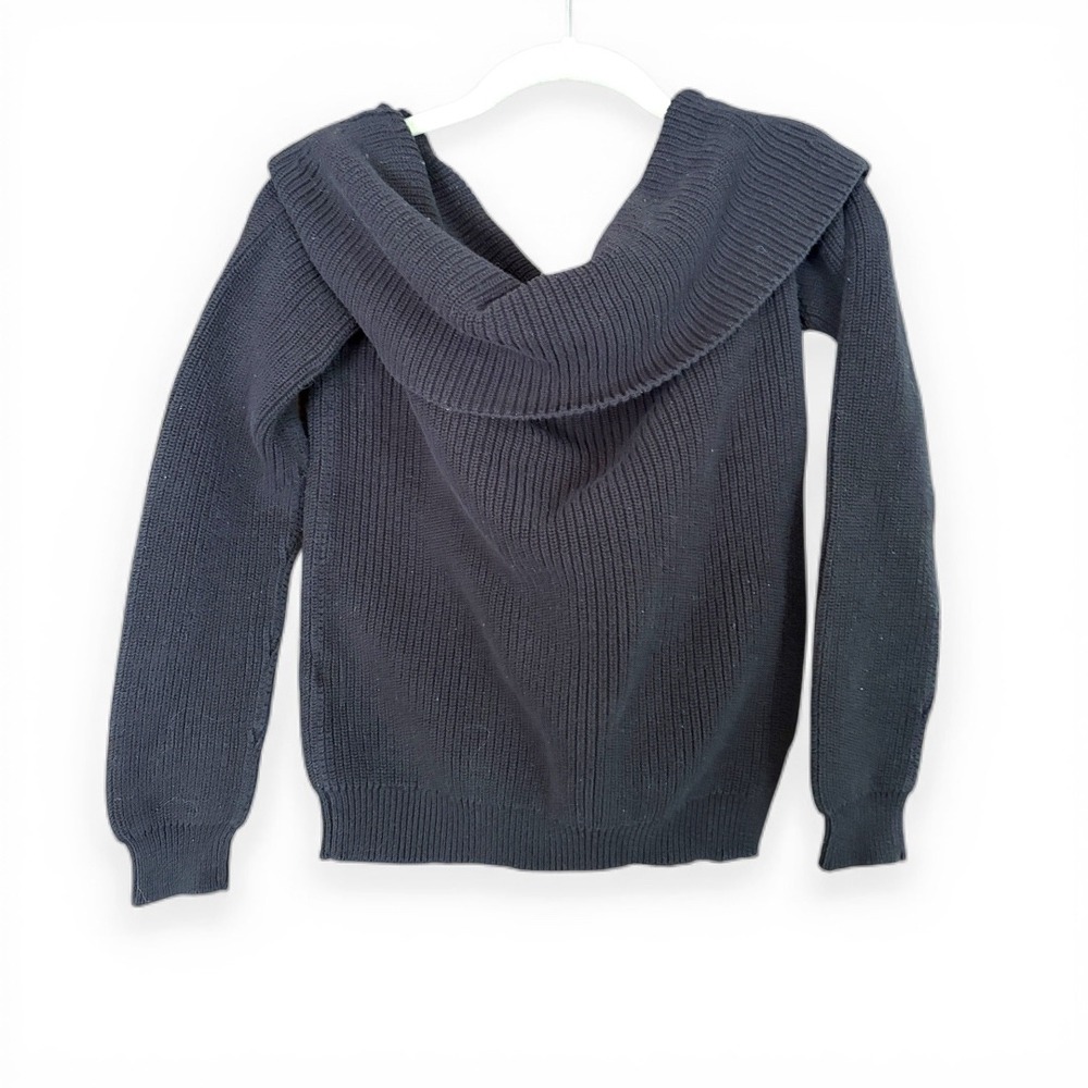 Revolve Lovers + Friends Black Ribbed Knit Off Shoulder Cotton Sweater Small